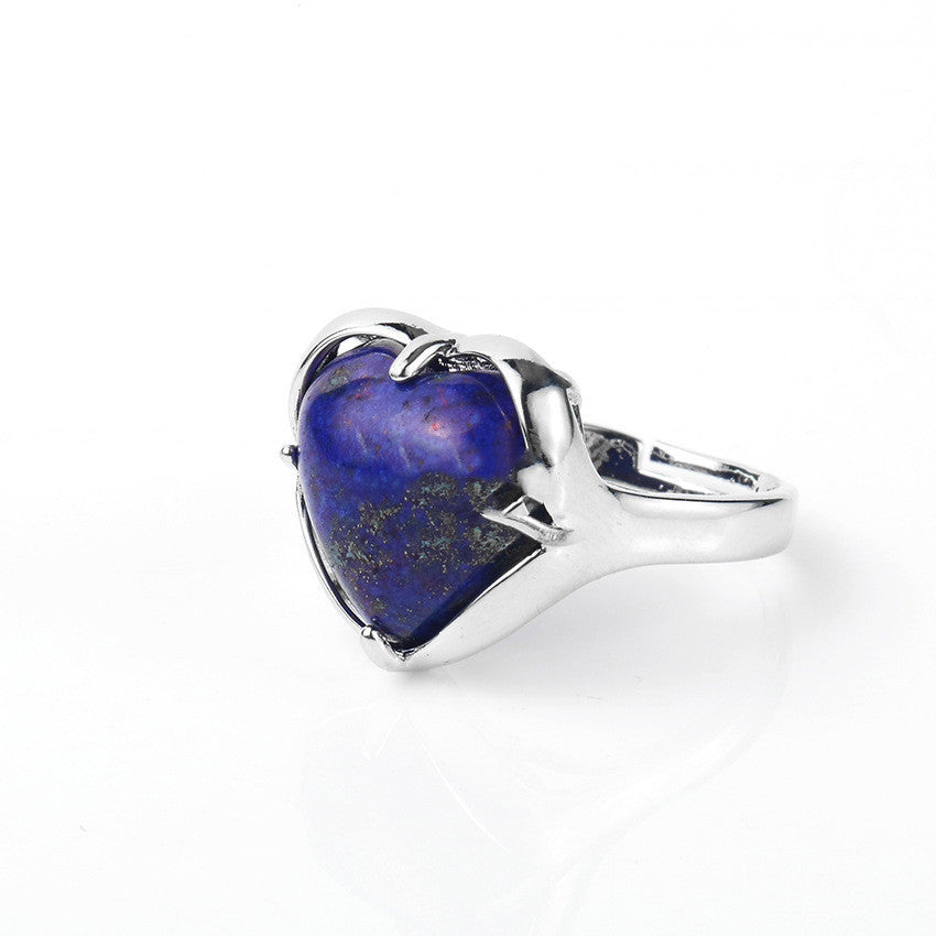 Ladies Natural Crystal Heart Ring Adjustable Dainty Gemstone Jewelry For Her Gift For Special Occasion Forever