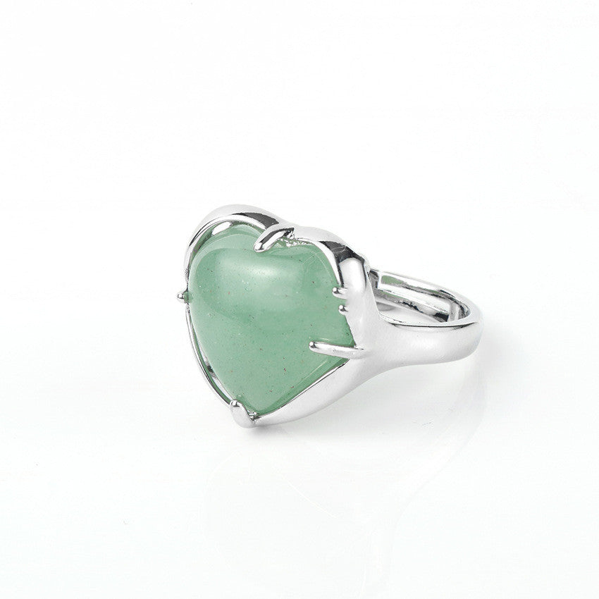 Ladies Natural Crystal Heart Ring Adjustable Dainty Gemstone Jewelry For Her Gift For Special Occasion Forever