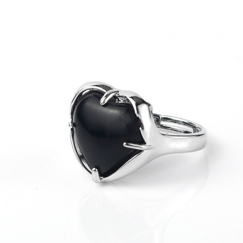 Ladies Natural Crystal Heart Ring Adjustable Dainty Gemstone Jewelry For Her Gift For Special Occasion Forever