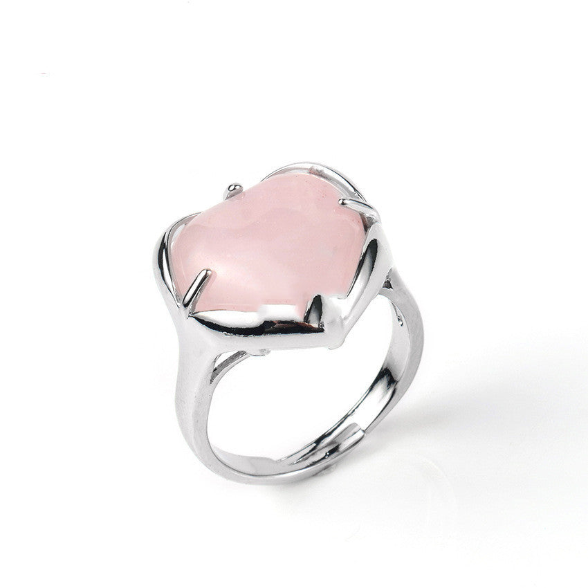 Ladies Natural Crystal Heart Ring Adjustable Dainty Gemstone Jewelry For Her Gift For Special Occasion Forever