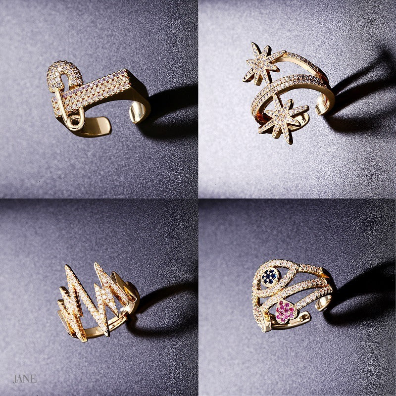 Zircon Ring for Women Geometric Copper Micro Set Jewelry