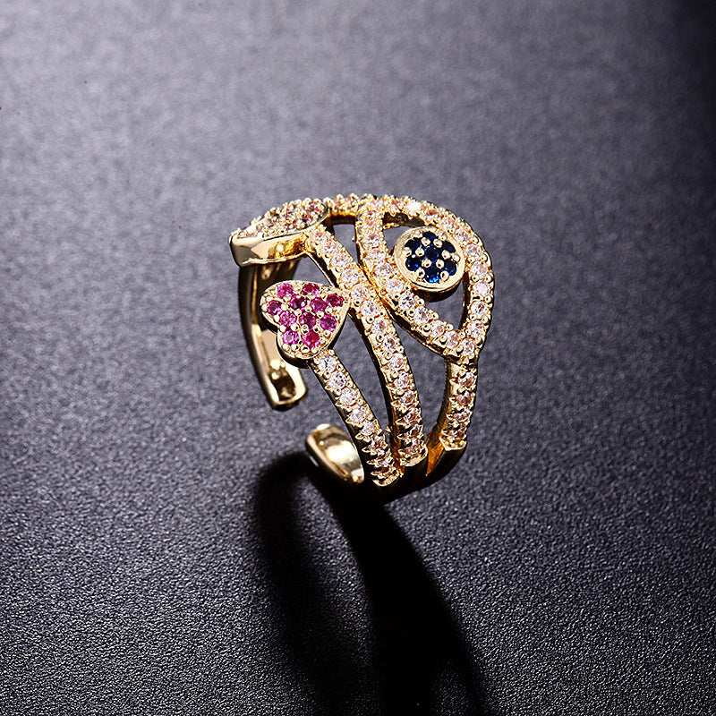 Zircon Ring for Women Geometric Copper Micro Set Jewelry