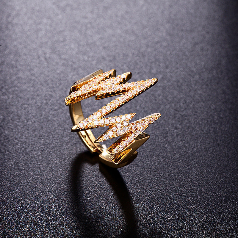 Zircon Ring for Women Geometric Copper Micro Set Jewelry