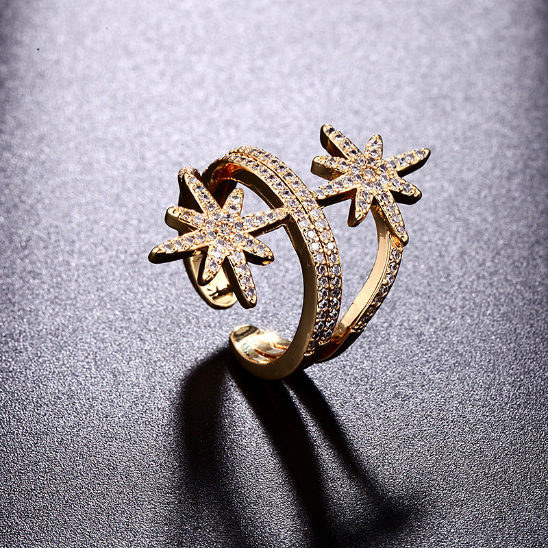 Zircon Ring for Women Geometric Copper Micro Set Jewelry