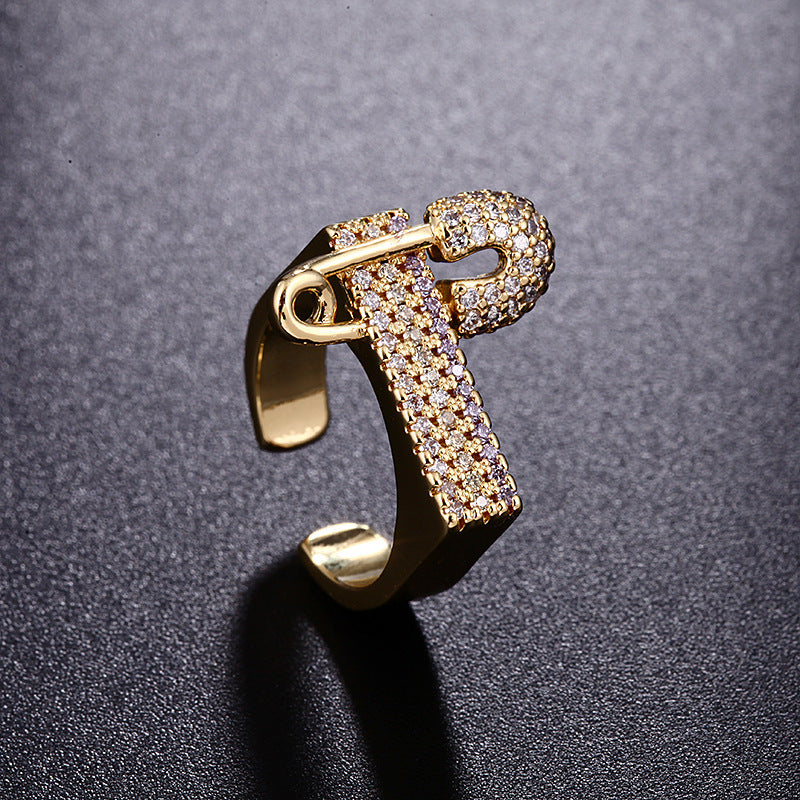 Zircon Ring for Women Geometric Copper Micro Set Jewelry