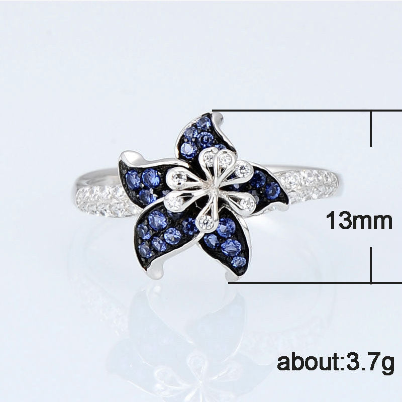 Mandala Flower Ring White Zircon Gold Plated Elegant Ring