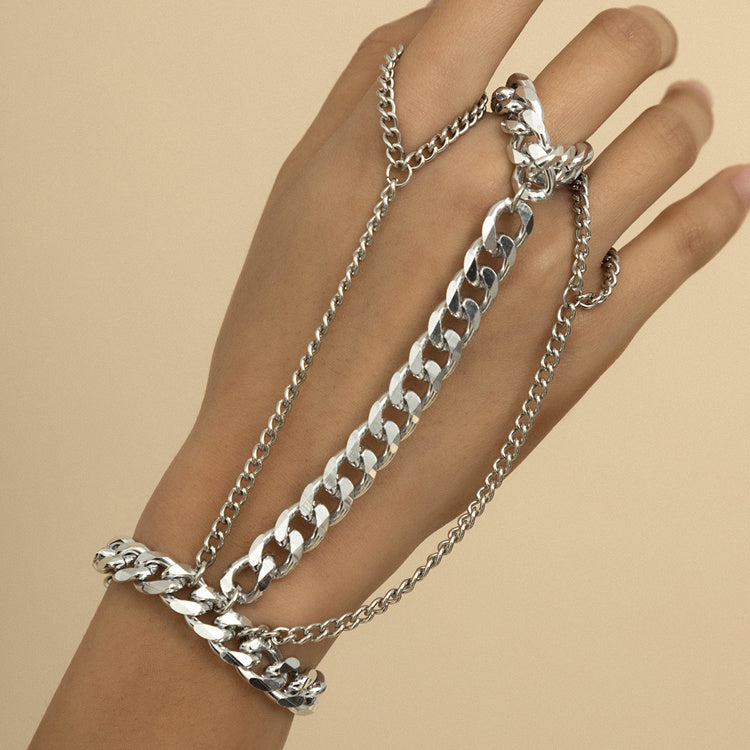 Womens Punk Metal Bracelet Geometric Chain Link Aluminum