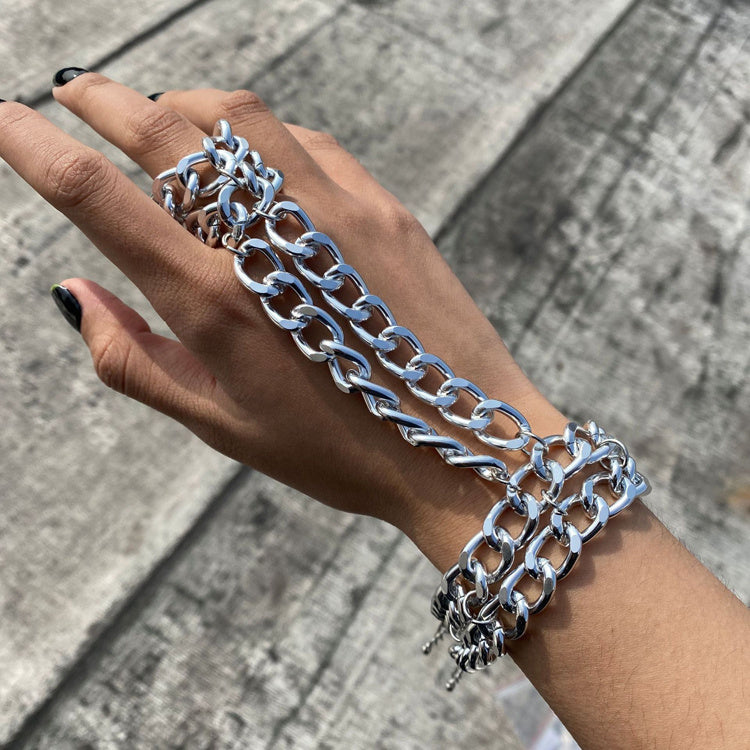 Womens Punk Metal Bracelet Geometric Chain Link Aluminum