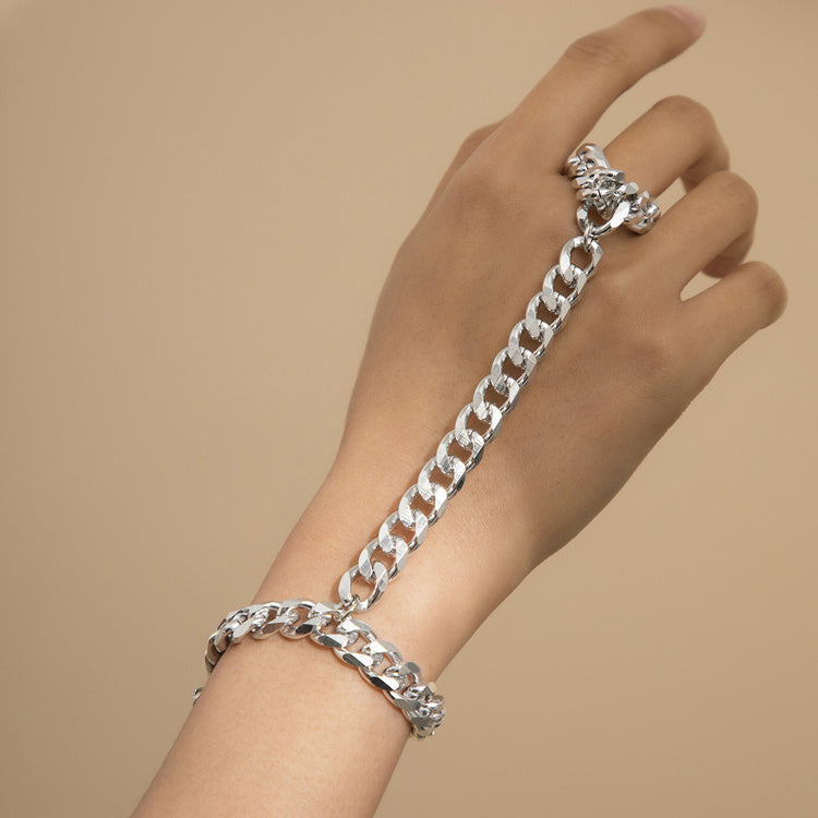 Womens Punk Metal Bracelet Geometric Chain Link Aluminum