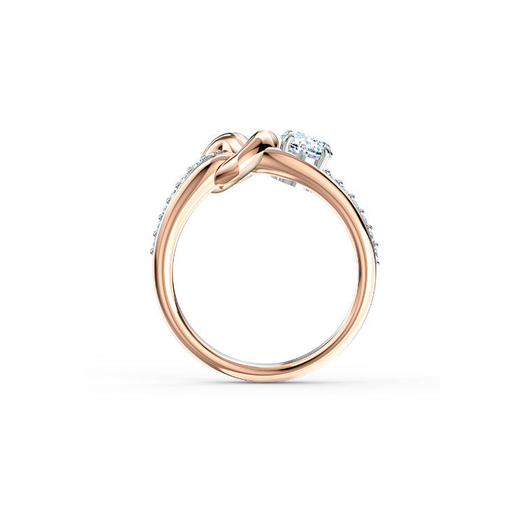 Womens Heart Shaped Ring With Lux Artificial Gems Silver Finish Alloy Knot Design Elegant Jewelry Gift For Her