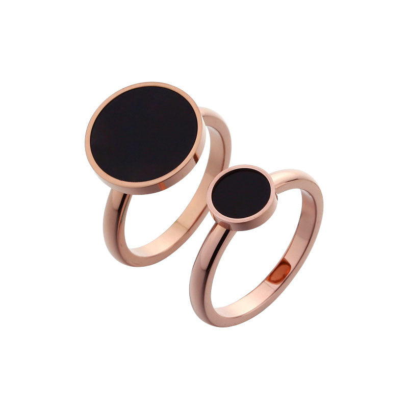 Rose Gold Titanium Steel Ring Geometric Design Jewelry