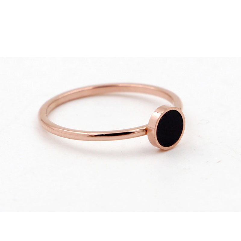 Rose Gold Titanium Steel Ring Geometric Design Jewelry