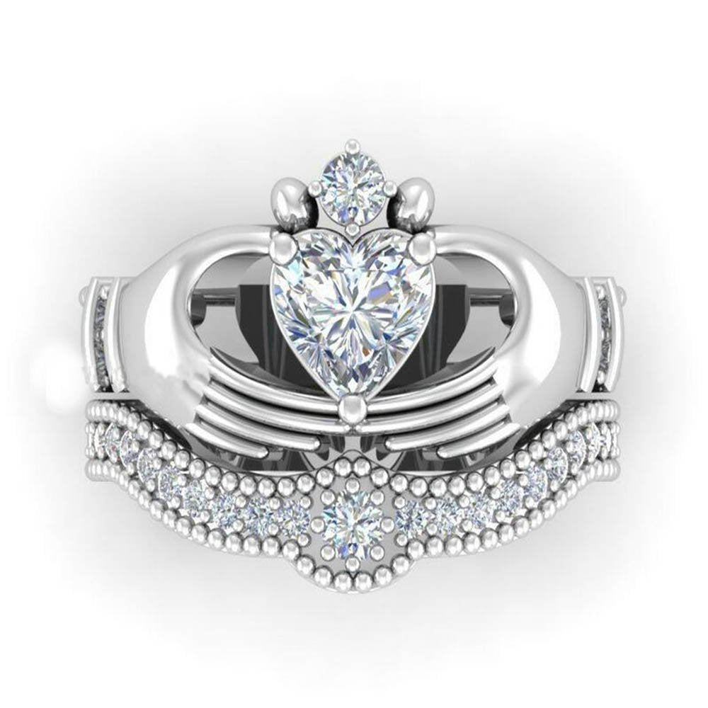 Unisex Ring Hand Holding Love Diamond Jewelry Elegant Electroplated Metal Band Fashion Accessory Gift Women Men