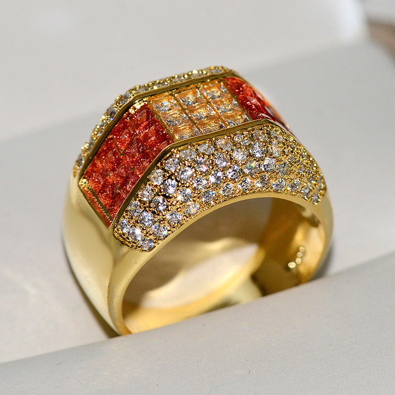 Women's Engagement Ring Red White Brass Sapphire Geometric Ring Wedding Jewel Gift For Her Individually Packed