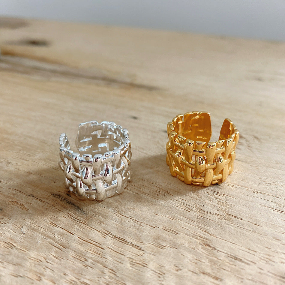 Womens Brass Hollow Cross Design Wide Band Ring European and American Style Jewelry European American American