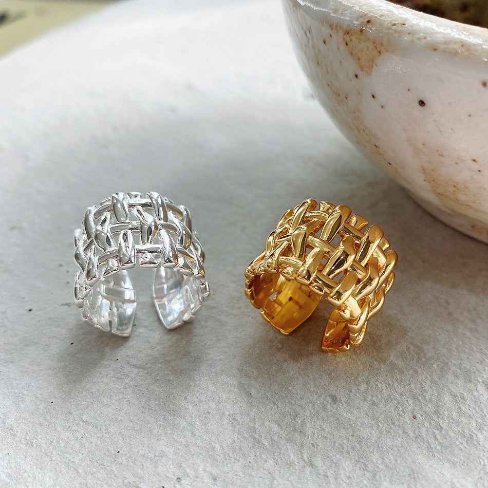 Womens Brass Hollow Cross Design Wide Band Ring European and American Style Jewelry European American American