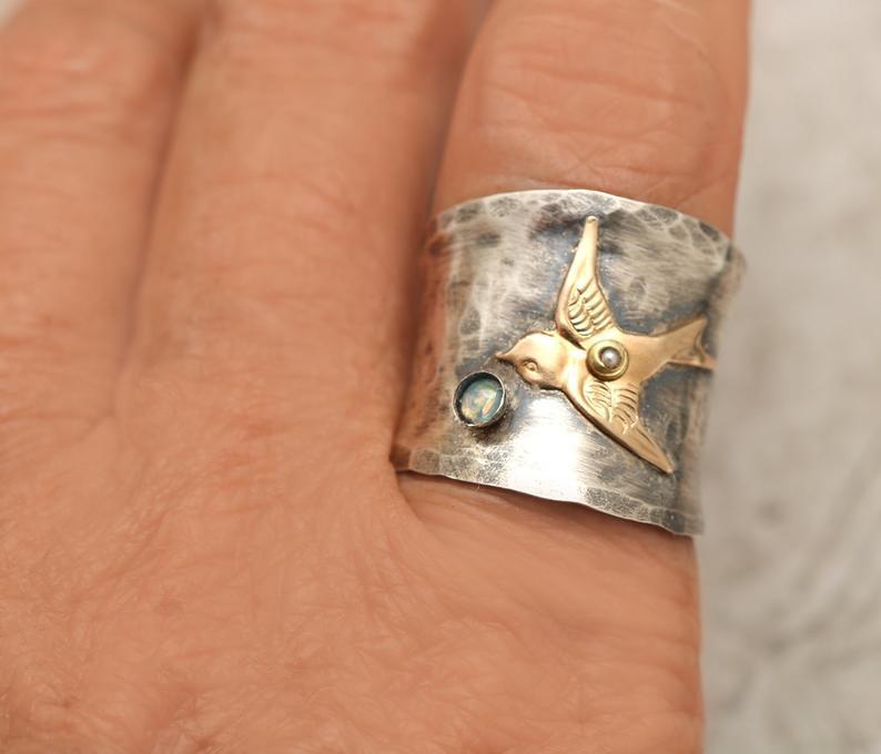 Womens Bird Ring Two Tone Gemstone Geometric Alloy Electroplated European American Fashion Size 6 7 8 9 10 Ring