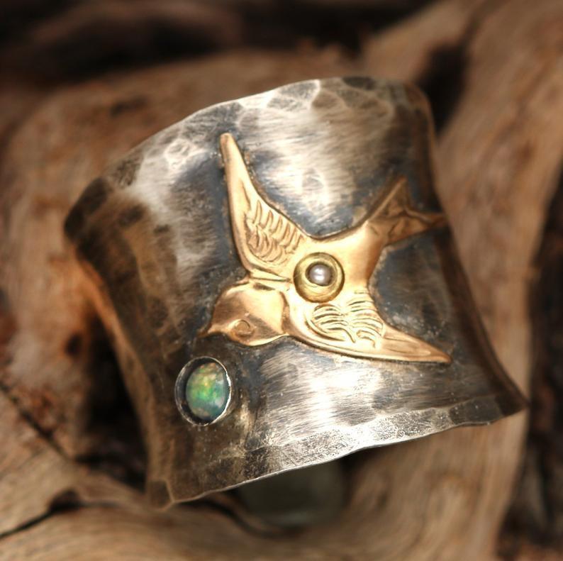 Womens Bird Ring Two Tone Gemstone Geometric Alloy Electroplated European American Fashion Size 6 7 8 9 10 Ring