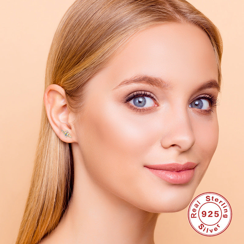 Ear Studs Inlaid With Rectangular Zircon And Irregular Ear Bone Buckles