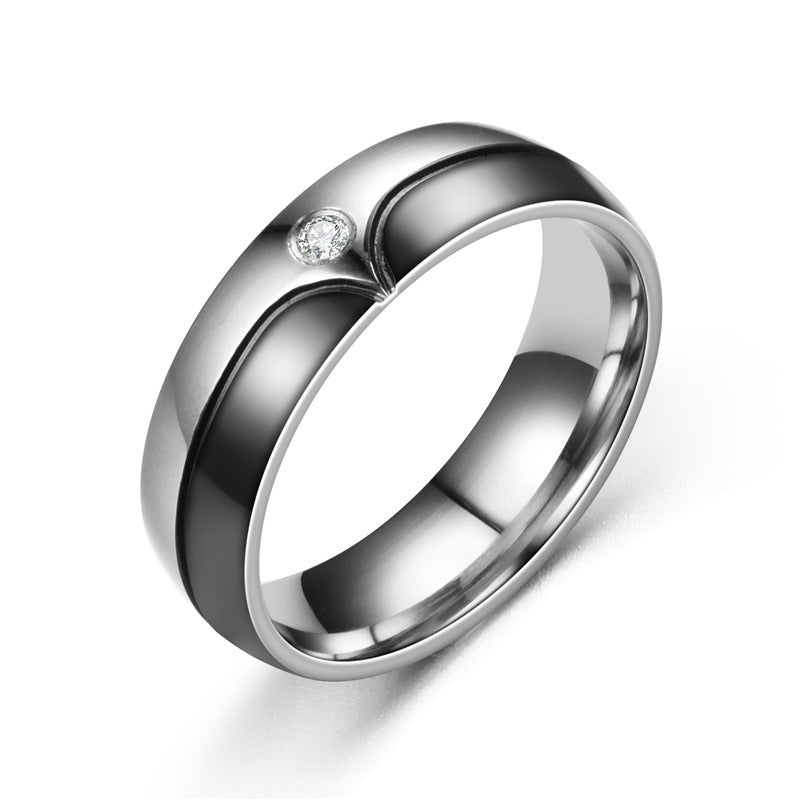 Couple Rings Stainless Steel Ring Micro Inlaid Zircon Matching Anniversary Engagement Promise Bands For Us All