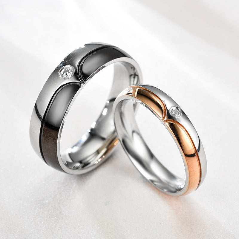 Couple Rings Stainless Steel Ring Micro Inlaid Zircon Matching Anniversary Engagement Promise Bands For Us All