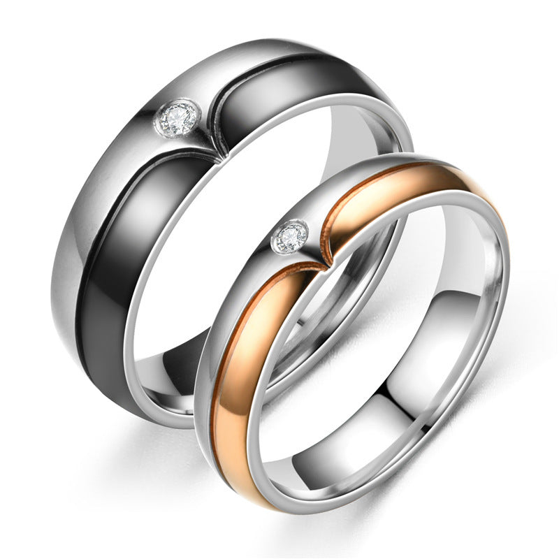 Couple Rings Stainless Steel Ring Micro Inlaid Zircon Matching Anniversary Engagement Promise Bands For Us All
