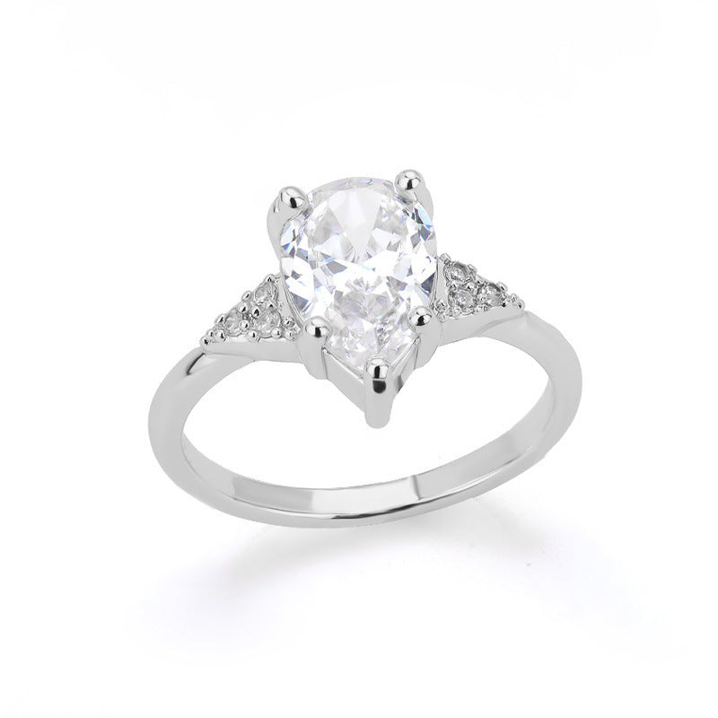 Peach Heart Zircon Ring For Women Copper Inlaid Gold Heart Shaped Jewelry European Style Mosaic Zircon Sparkle