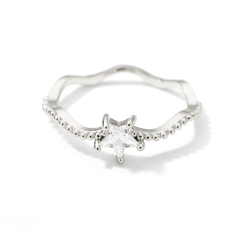 Copper Wedding Ring With Gold Inlaid Star Design And Wave Pattern Ideal Anniversary Gift For Her Jewelry Gifts