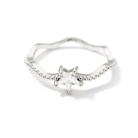 Copper Wedding Ring With Gold Inlaid Star Design And Wave Pattern Ideal Anniversary Gift For Her Jewelry Gifts