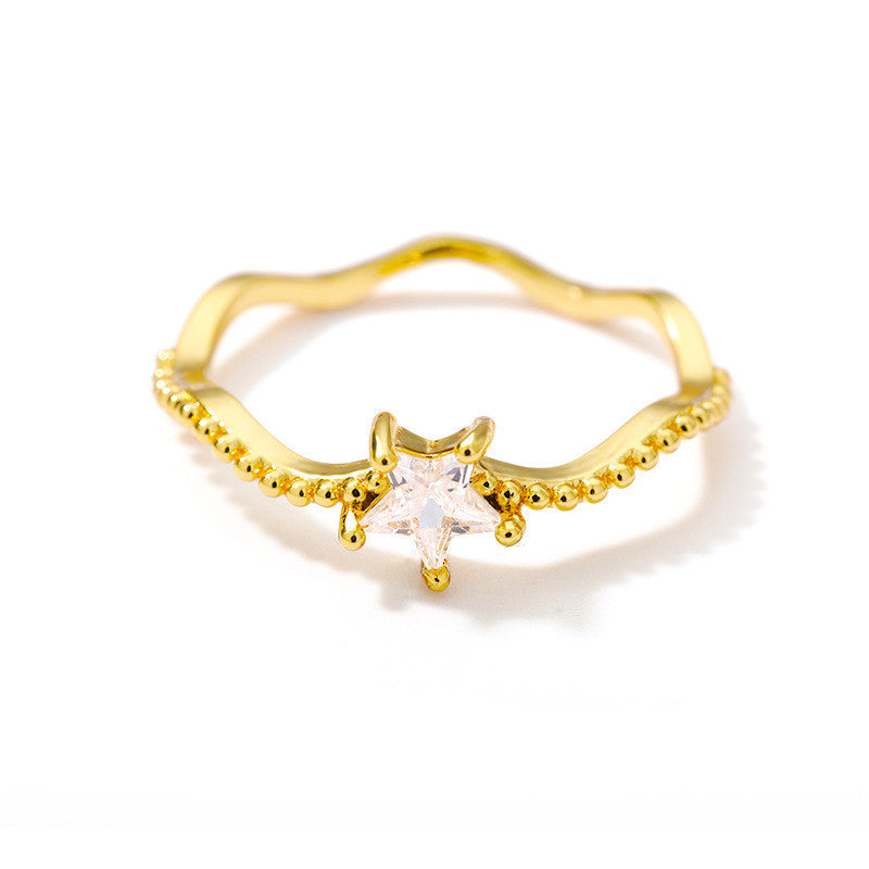 Copper Wedding Ring With Gold Inlaid Star Design And Wave Pattern Ideal Anniversary Gift For Her Jewelry Gifts