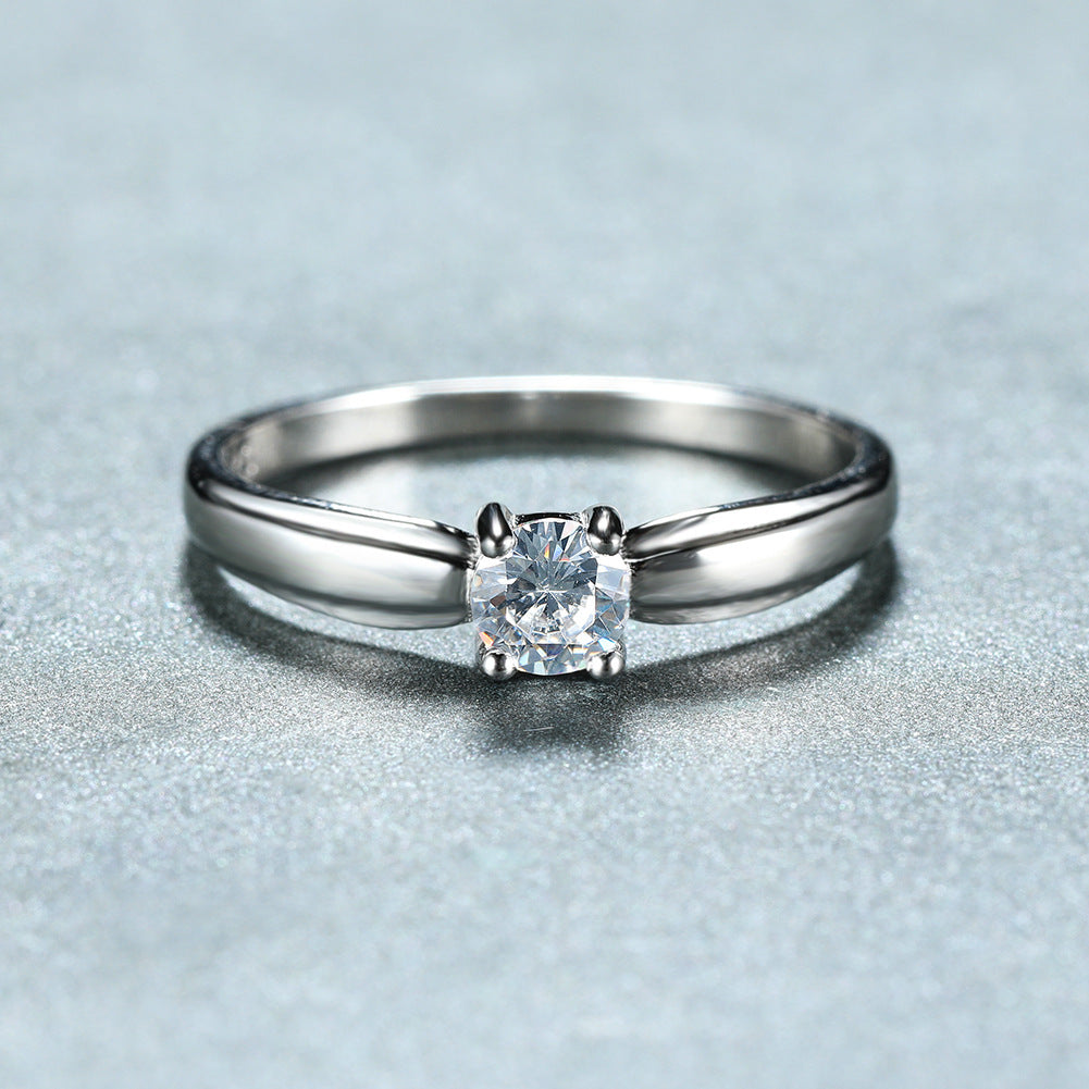 Womens Sterling Silver Ring With Moissanite Gemstone Geometric Design 925 Silver Wedding Band For Brides Everyday Wear