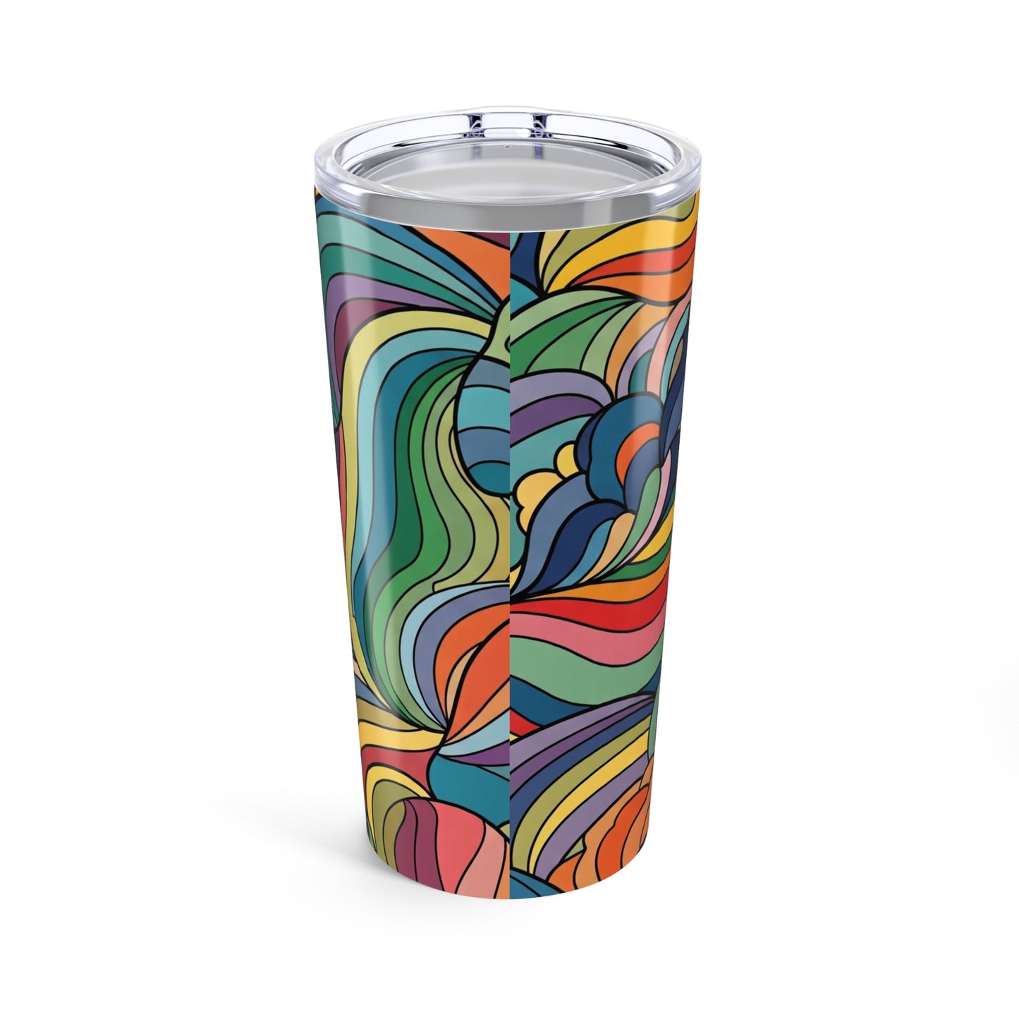 20 Ounce Stainless Steel Tumbler With Printed Design Double Wall Vacuum Insulation For Hot Or Cold Beverages