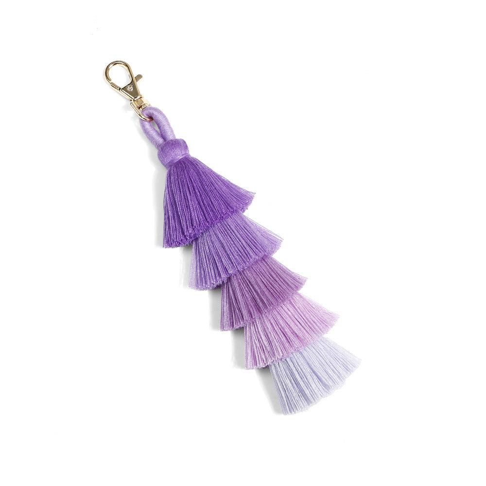Handmade Tassel Keychain Alloy Pendant Hand Woven Rope Knot Bag Charm Bohemian Keyring European Decoration Style