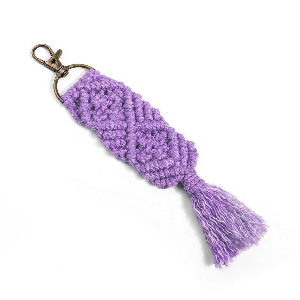 Handmade Tassel Keychain Alloy Pendant Hand Woven Rope Knot Bag Charm Bohemian Keyring European Decoration Style