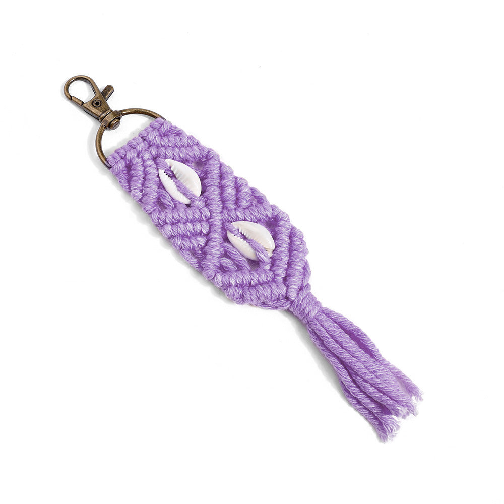 Handmade Tassel Keychain Alloy Pendant Hand Woven Rope Knot Bag Charm Bohemian Keyring European Decoration Style