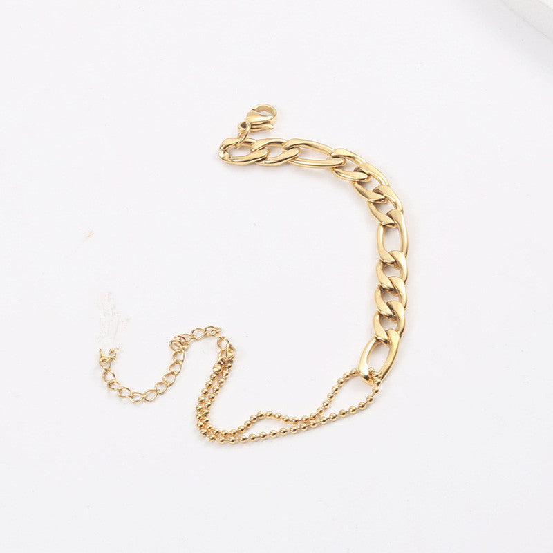Womens Metal Mix And Match Stitching Necklace European Round Bead Clavicle Chain Electroplated Golden Finish Fashion