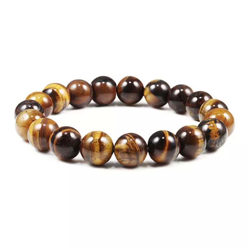 Unisex Natural Stone Beaded Bracelet Matte Black Frosted Tiger Eye Lava Stone Citrine Ethnic Style Jewelry Collection