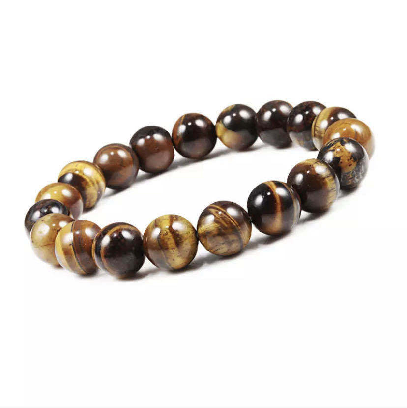 Unisex Natural Stone Beaded Bracelet Matte Black Frosted Tiger Eye Lava Stone Citrine Ethnic Style Jewelry Collection