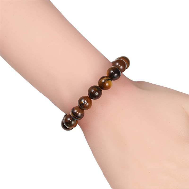 Unisex Natural Stone Beaded Bracelet Matte Black Frosted Tiger Eye Lava Stone Citrine Ethnic Style Jewelry Collection