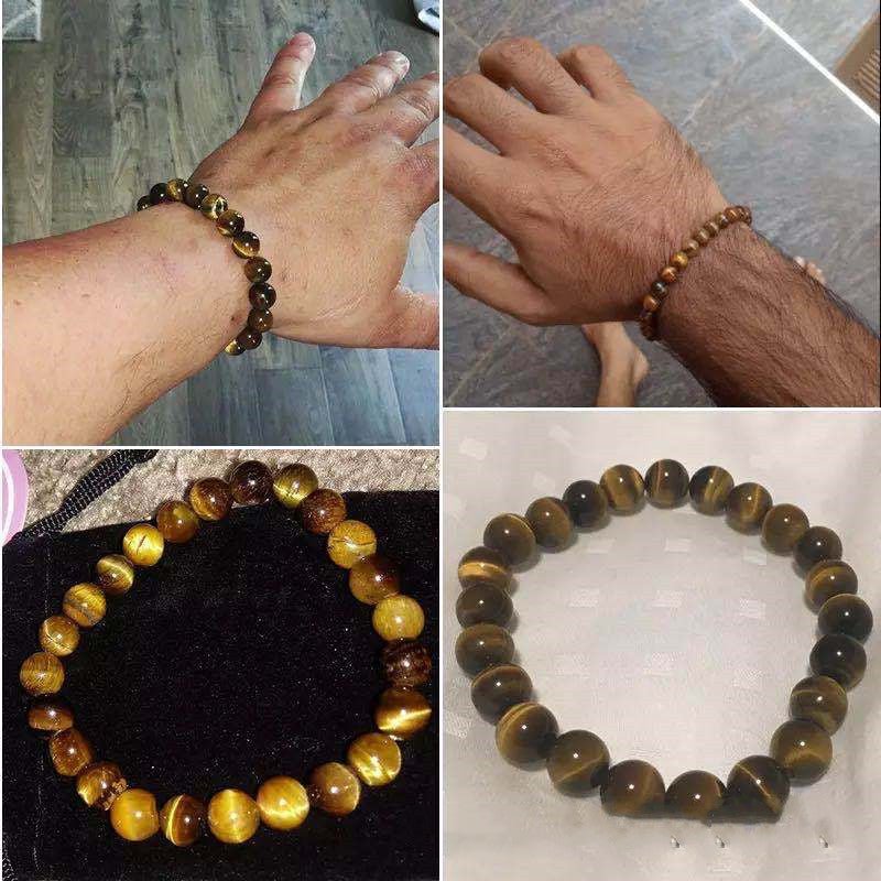 Unisex Natural Stone Beaded Bracelet Matte Black Frosted Tiger Eye Lava Stone Citrine Ethnic Style Jewelry Collection