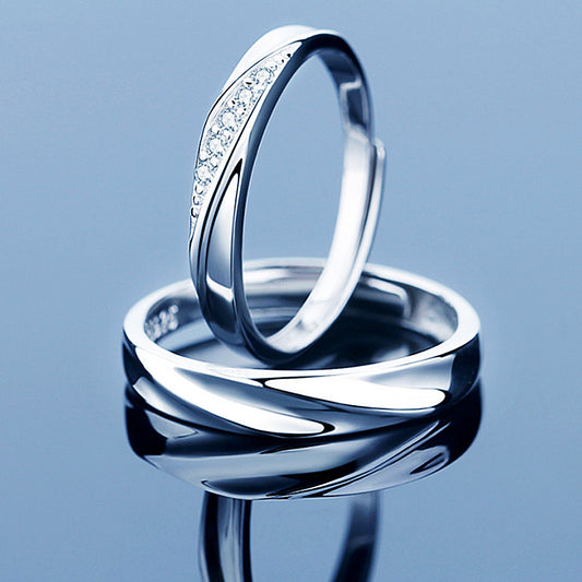 Intertwined Couple Rings Set Silver Matching Promise Rings