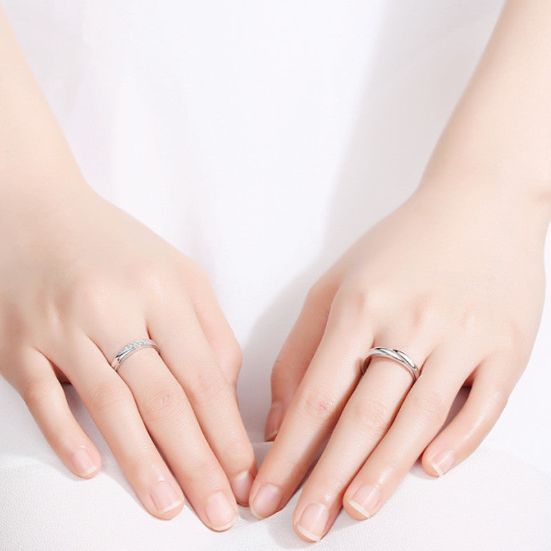 Intertwined Couple Rings Set Silver Matching Promise Rings