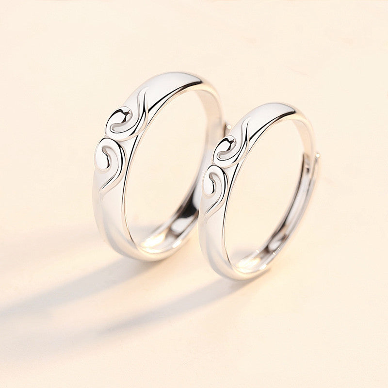 Couple Rings Silver Tightening Ring Fashion Monkey King Ring Westward Journey Ring Valentines Day Gift for Him and Her