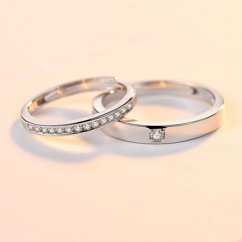 Couple Rings S925 Silver Geometric Matching Rings For Him And Her Promise Engagement Wedding Jewelry Accessory