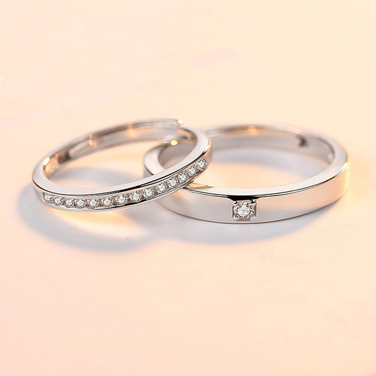 Couple Rings S925 Silver Geometric Matching Rings For Him And Her Promise Engagement Wedding Jewelry Accessory