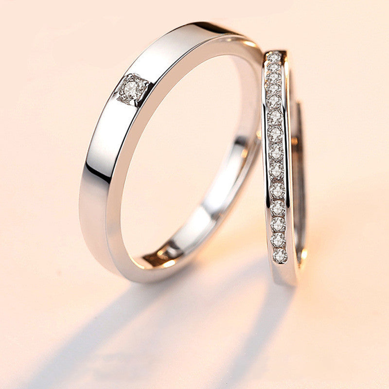 Couple Rings S925 Silver Geometric Matching Rings For Him And Her Promise Engagement Wedding Jewelry Accessory
