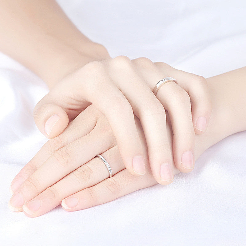 Couple Rings S925 Silver Geometric Matching Rings For Him And Her Promise Engagement Wedding Jewelry Accessory