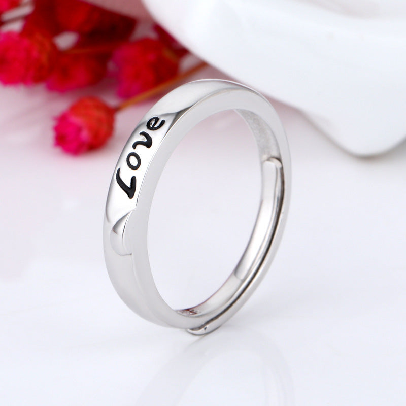 Couple Rings 925 Sterling Silver Unisex Geometric Matching Bands Epoxy Finish Jewelry For Couples Gift For Her