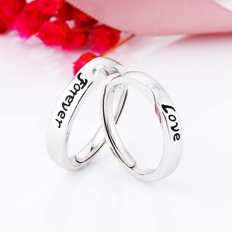 Couple Rings 925 Sterling Silver Unisex Geometric Matching Bands Epoxy Finish Jewelry For Couples Gift For Her