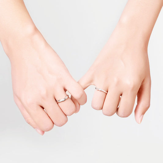 Matching Couple Rings Geometric Sterling Silver His And Hers Promise Wedding Ring Set For Couples Gift For Occasions